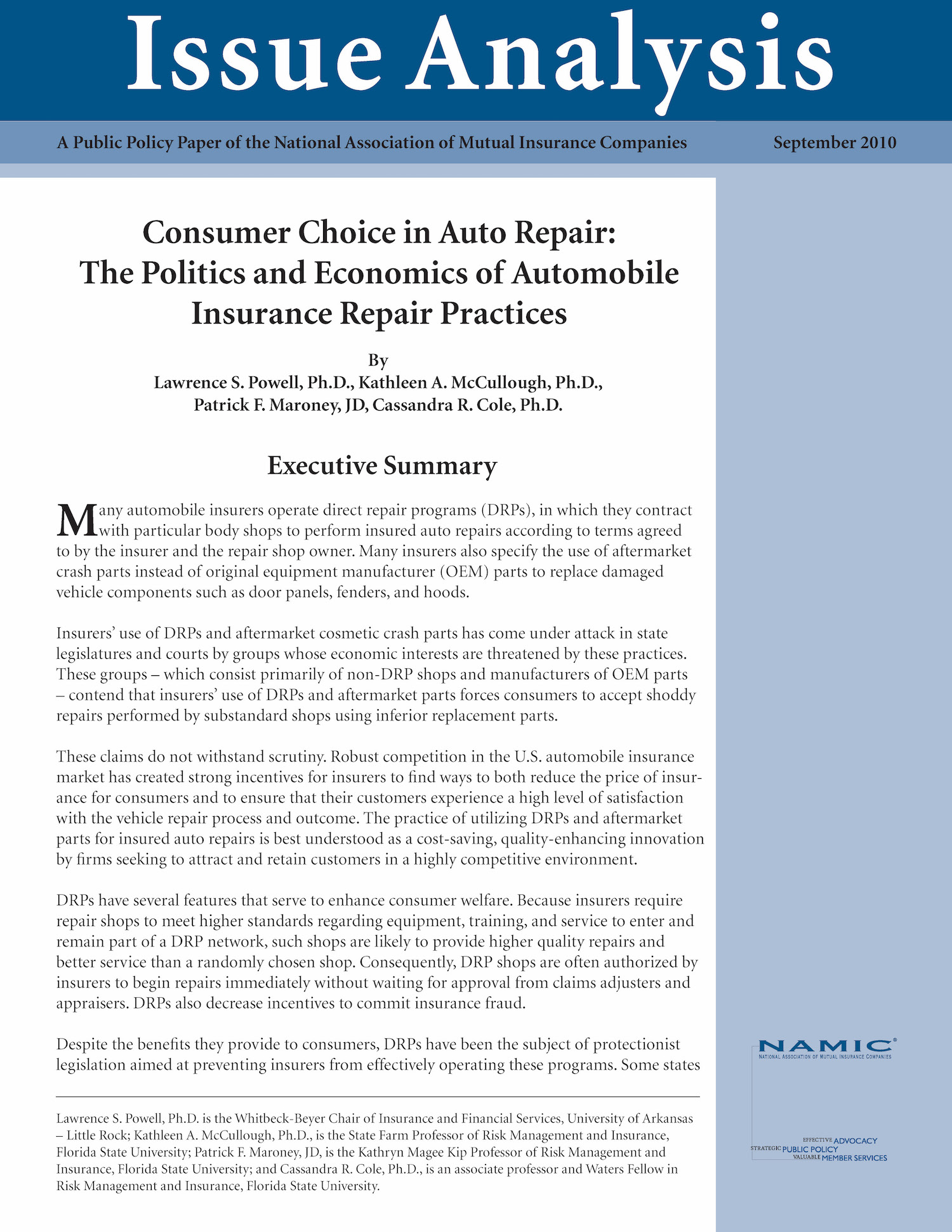 Consumer Choice in Automobile Repair Practices PDF